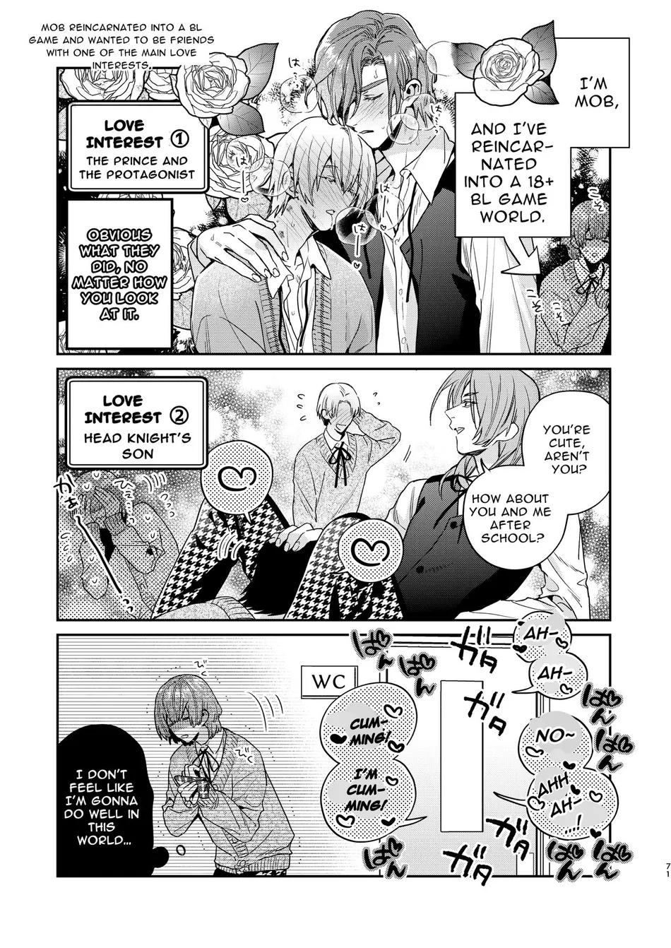 [niwaniwa (Oova Akiru)] Tensei Mob wa BL-gee no Sekai de Hamerare Kouryakusaremashita!? 2 | Sex with the Love Interest! But I’m an NPC! 2 [Eng] — 071