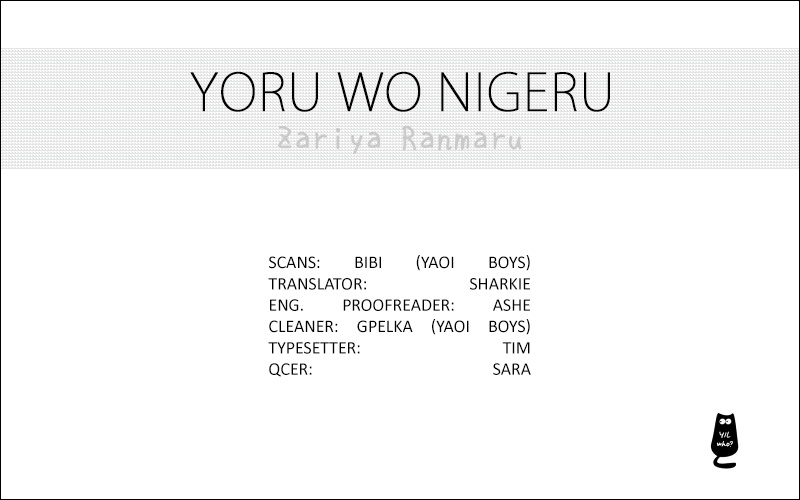 [ZARIYA Ranmaru] Yoru wo Nigeru [Eng] {Yaoi is Life} — 001