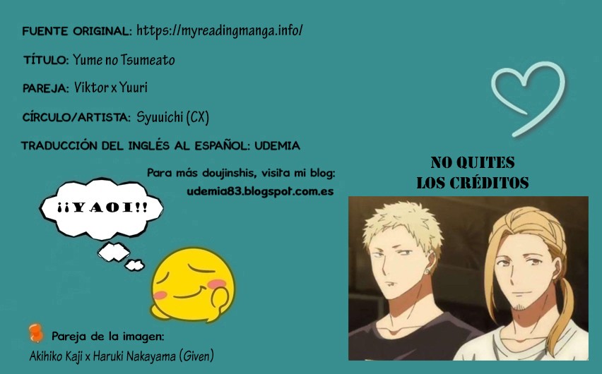 [Syuuichi (CX)] Yume no Tsumeato – Yuri on Ice dj [Spa] — 001