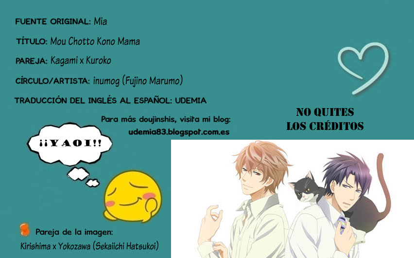 [inumog (Fujino Marumo)] Mou Chotto Kono Mama – Kuroko no Basuke dj [Español] — 002