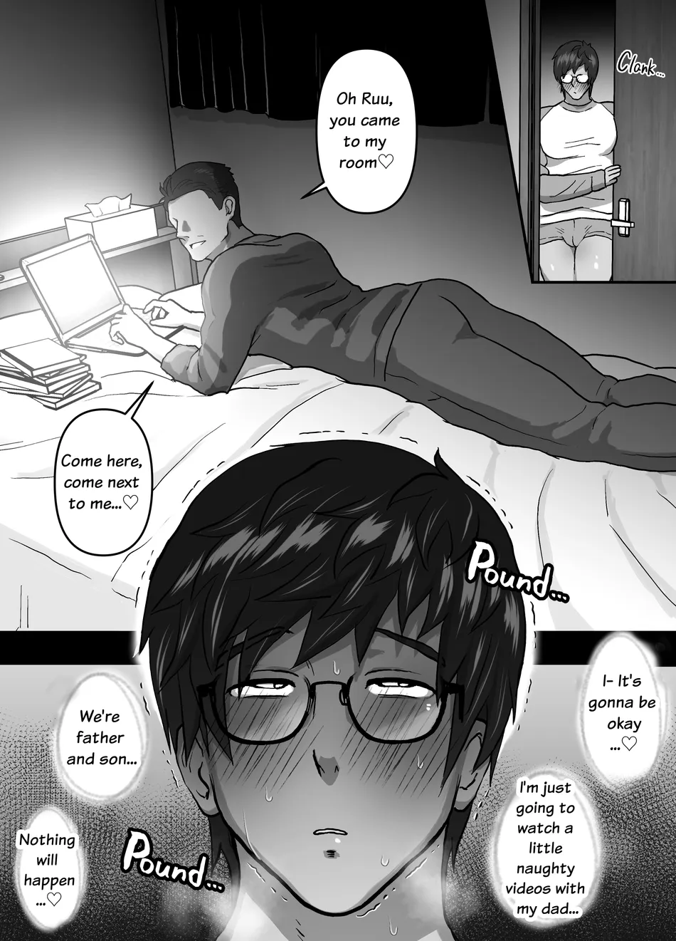 [Onoko Ya Honpo (Kamiwo Akira)] Watching Porn Videos Alone with my Dad [Eng] — 013